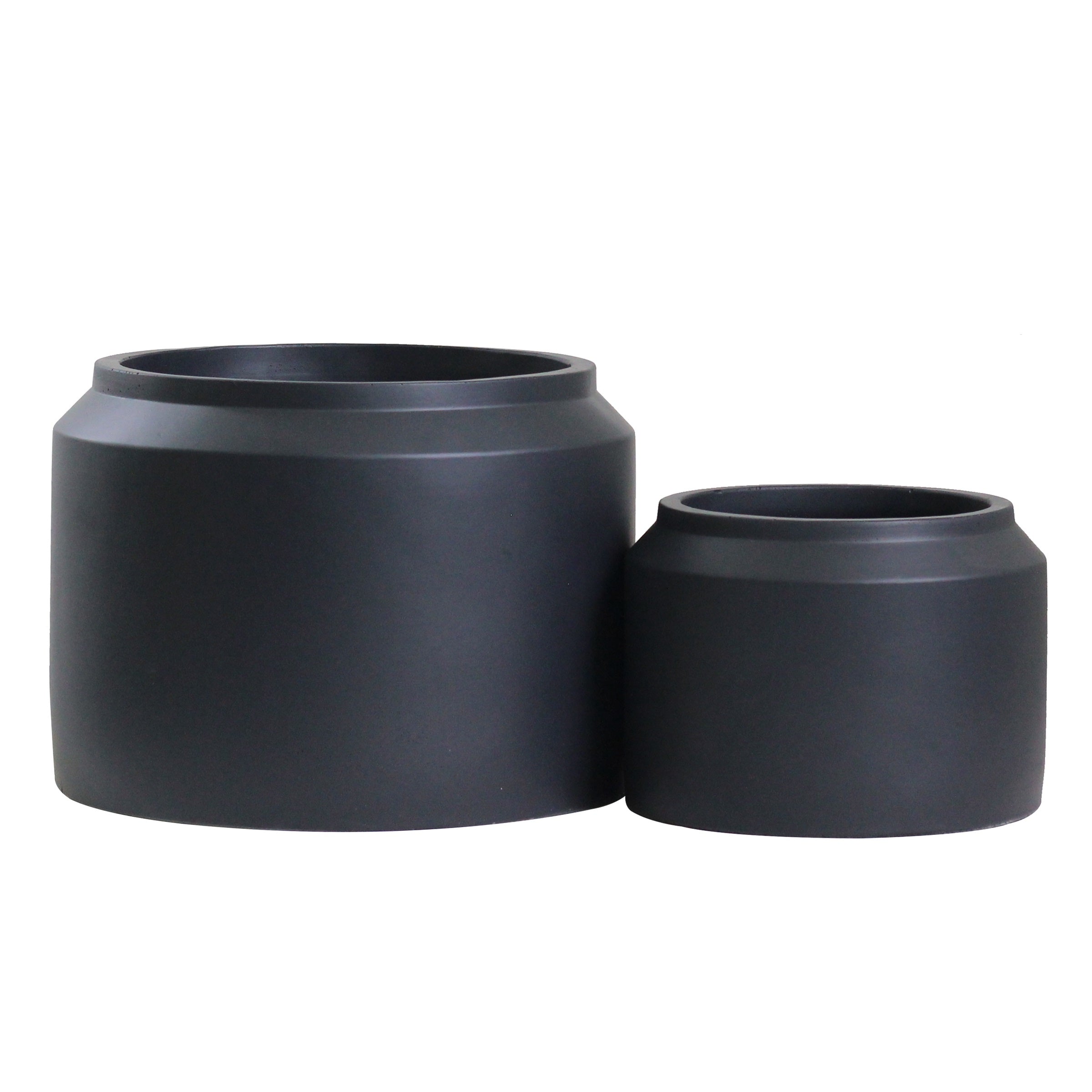 Porto Ceramic Jar Pot Set - Dark Grey Charcoal