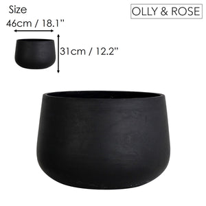 Olly & Rose Extra Large Plant Pot - Black Garden Planter - XL Flower Pot  - 46 cm 18 inch