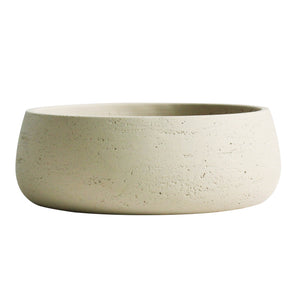 Copenhagen Large Planter Bowl - Off-White Cream Ceramic Cement Textured Shallow Plant Pot