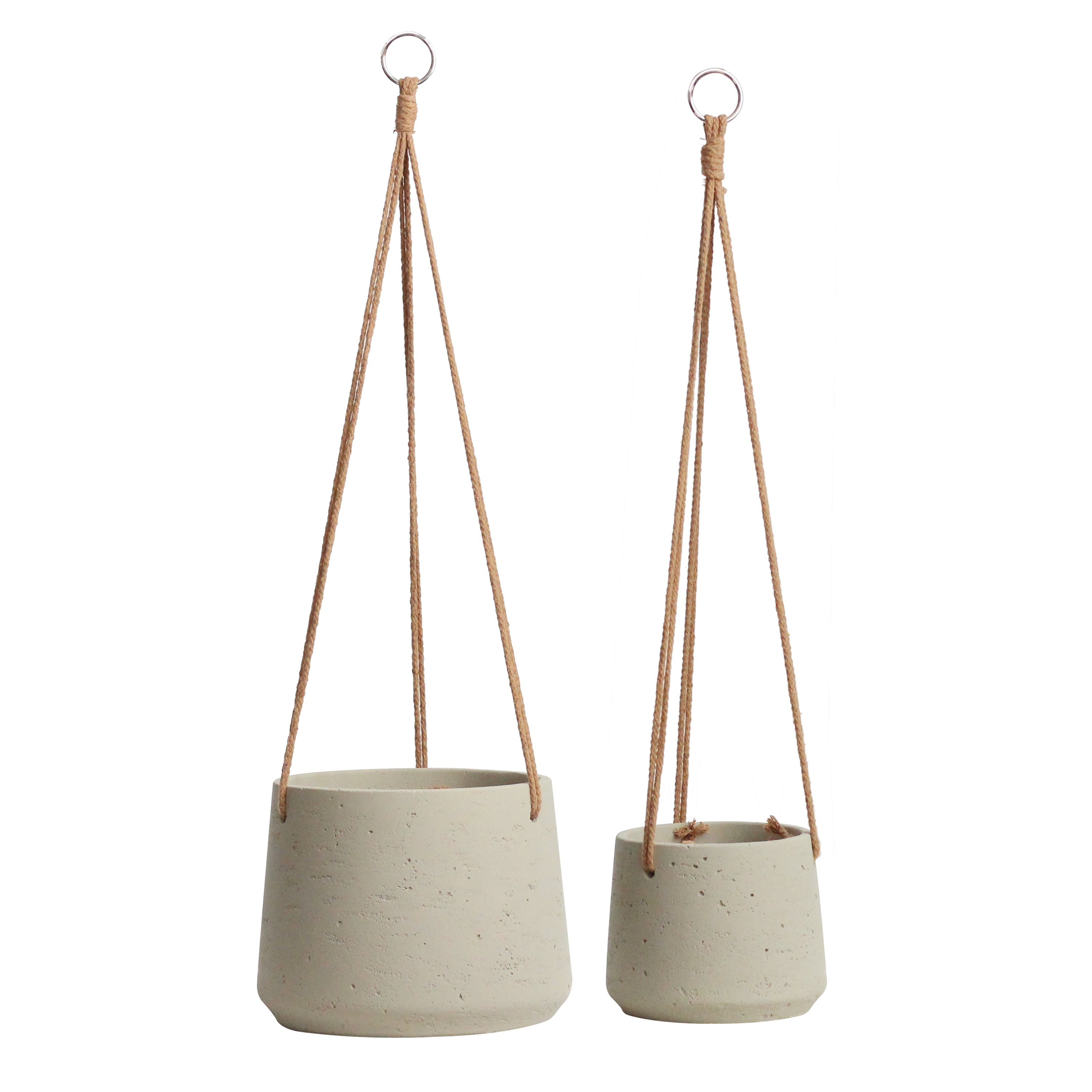 Copenhagen Copenhagen Off White Ceramic Hanging Plant Pot Set of 2 - Includes Hanging Rope