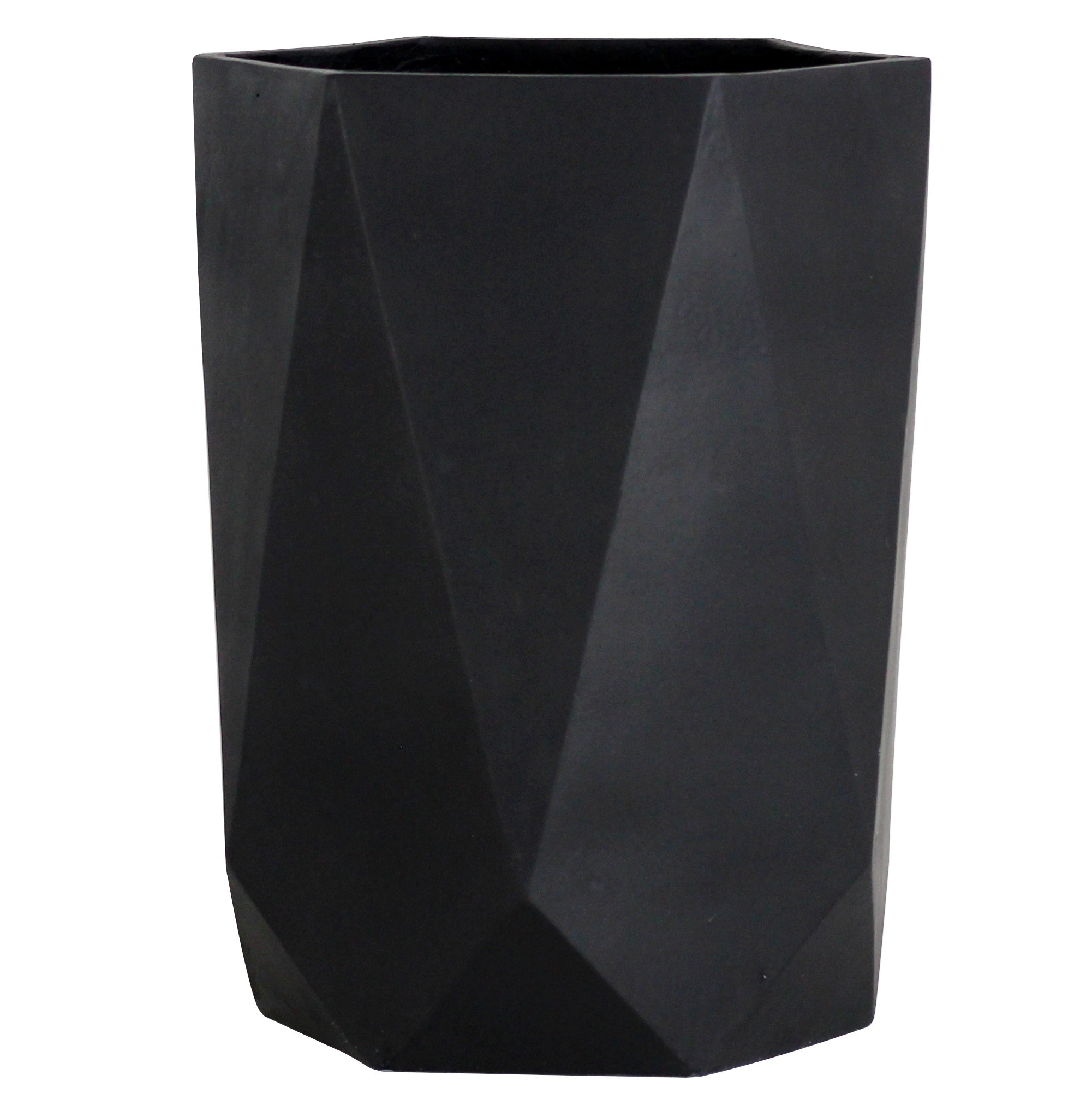 Olly & Rose Extra Large Plant Pot Geometric - Black Garden Planter - XL Flower Pot  - H 45cm D 34cm