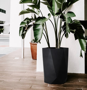 45cm pots for plants Olly & Rose Extra Large Plant Pot Geometric - Black Garden Planter