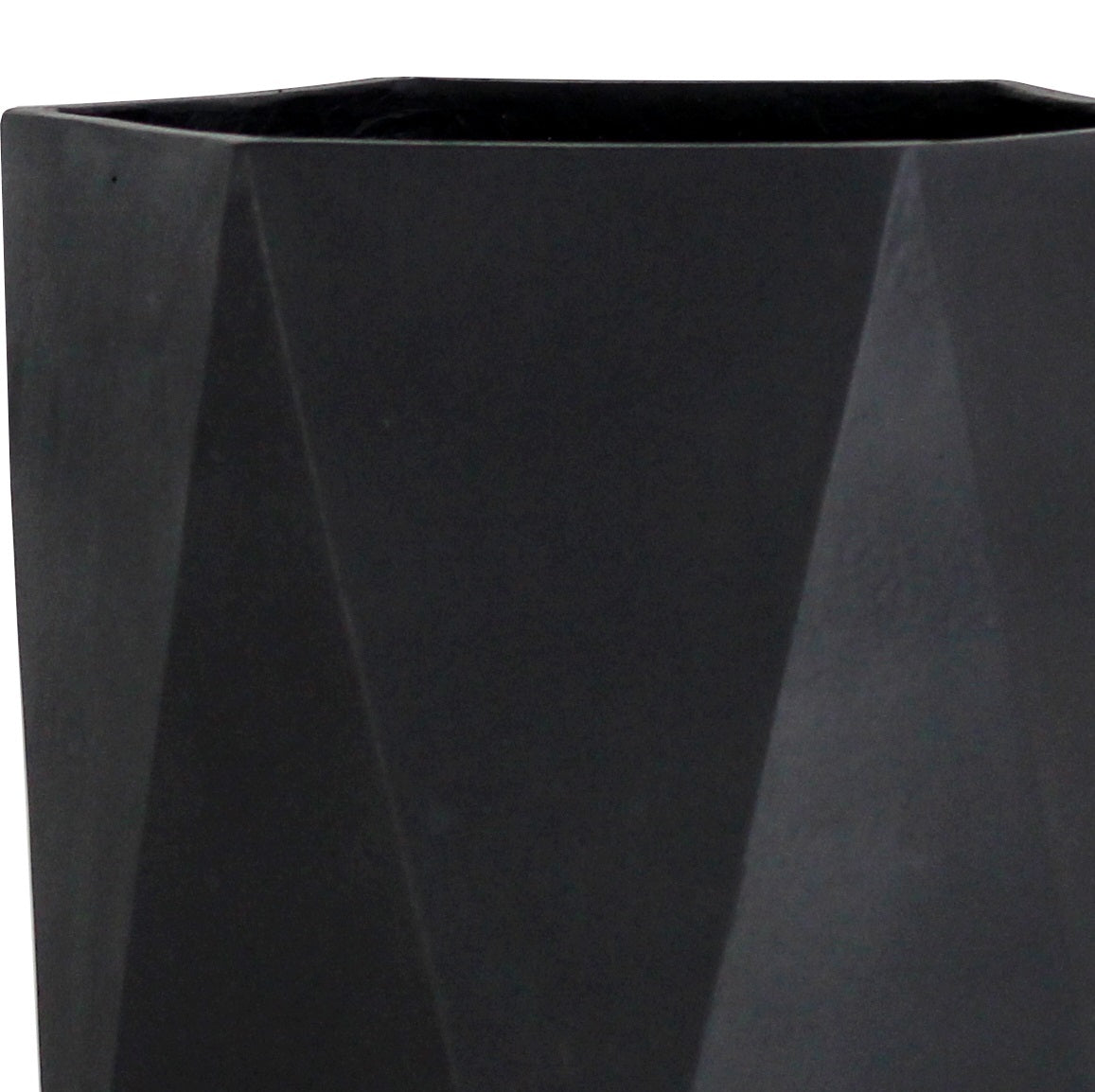 Olly & Rose Extra Large Plant Pot Geometric - Black Garden Planter - XL Flower Pot  - H 45cm D 34cm