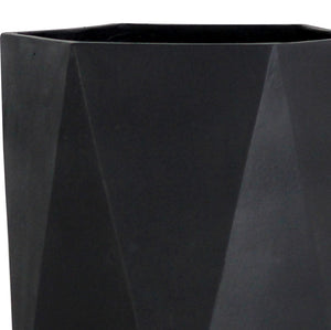 Olly & Rose Extra Large Plant Pot Geometric - Black Garden Planter - XL Flower Pot  - H 45cm D 34cm