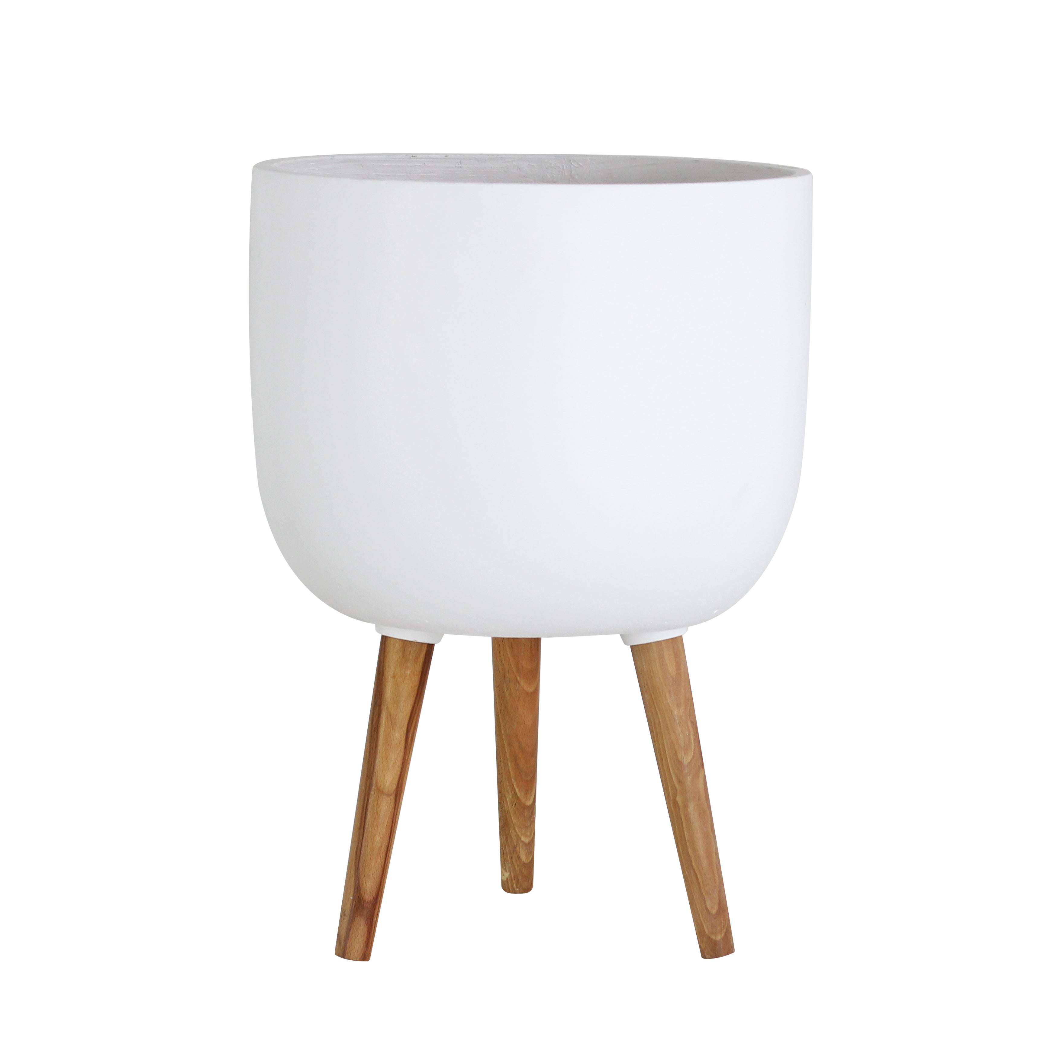 Olly & Rose Extra Large Plant Pot Stand - White Garden Planter Stand 38cm - Patterned XL Flower Pot with Stand