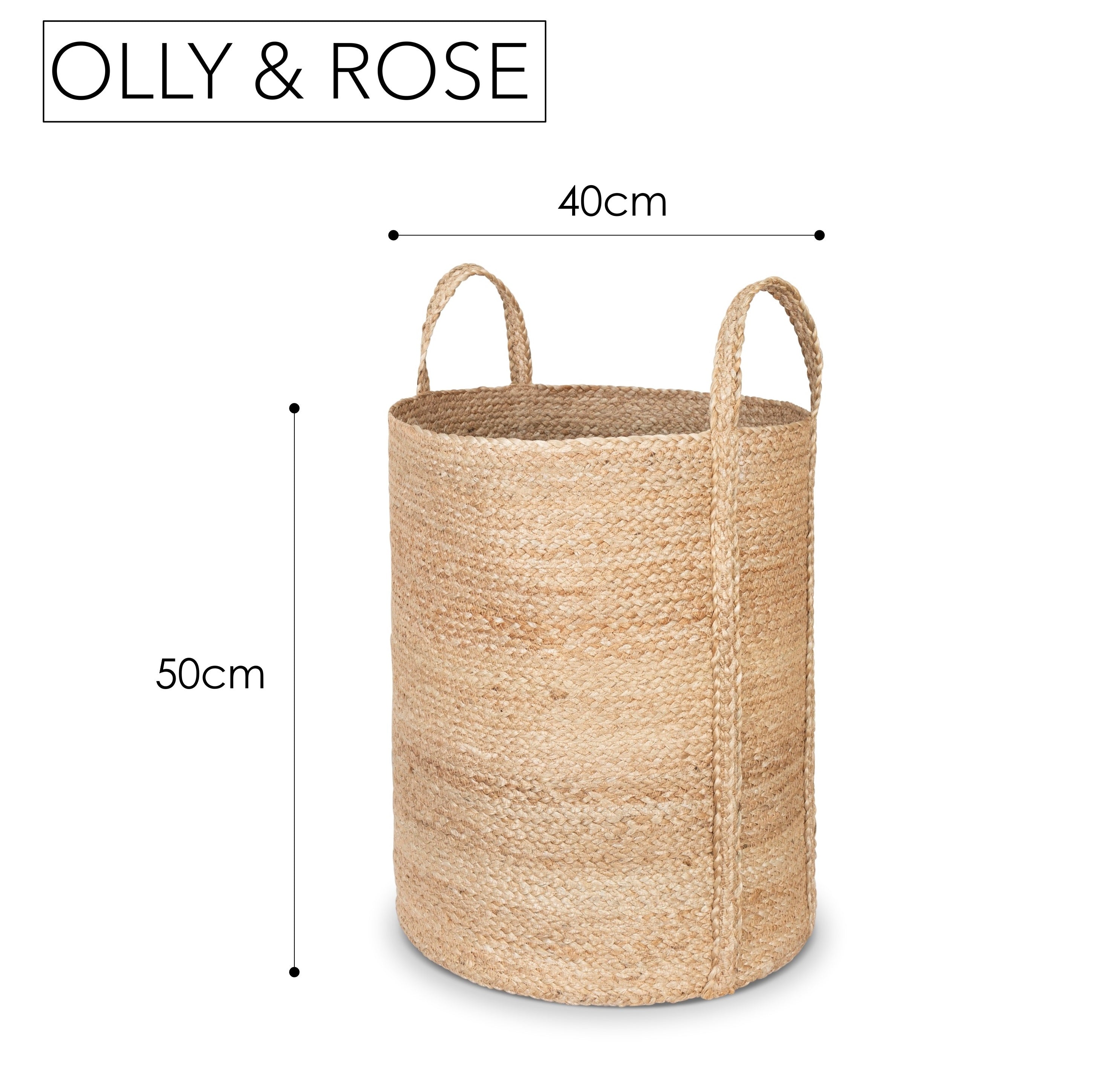 Olly & Rose Large Premium Woven Jute Handmade Storage Baskets 40cm x 50cm Large Baskets