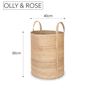 Olly & Rose Large Premium Woven Jute Handmade Storage Baskets 40cm x 50cm Large Baskets