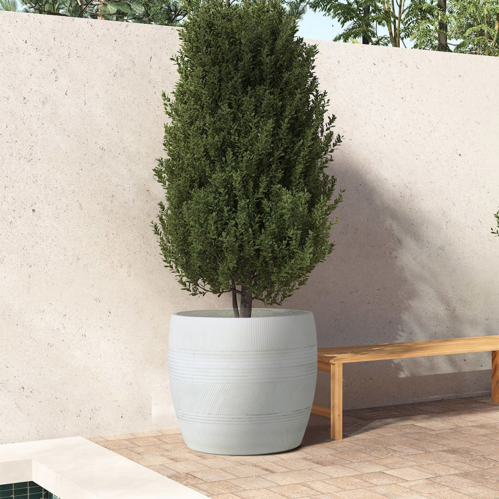 Olly & Rose Extra Large Plant Pot Patterned - Aged Off White Garden Planter - XL Flower Pot  - H 50cm D 44cm