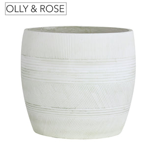 Olly & Rose Extra Large Plant Pot Patterned - Aged Off White Garden Planter - XL Flower Pot  - H 50cm D 44cm