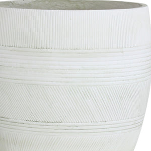 Olly & Rose Extra Large Plant Pot Patterned - Aged Off White Garden Planter - XL Flower Pot  - H 50cm D 44cm