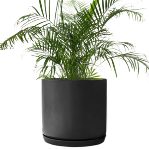10 inch black plant pots Antarc Matt Black Large Ceramic Plant Pot with Saucer Garden Planters – Olly & Rose