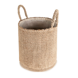 Olly & Rose Large Premium Woven Jute Handmade Storage and Laundry Basket with Liner 40cm x 50cm Large Baskets