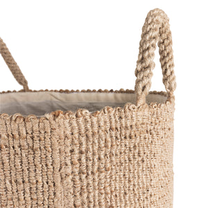 Olly & Rose Large Premium Woven Jute Handmade Storage and Laundry Basket with Liner 40cm x 50cm Large Baskets