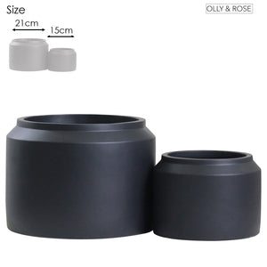 Porto Ceramic Jar Pot Set - Dark Grey Charcoal