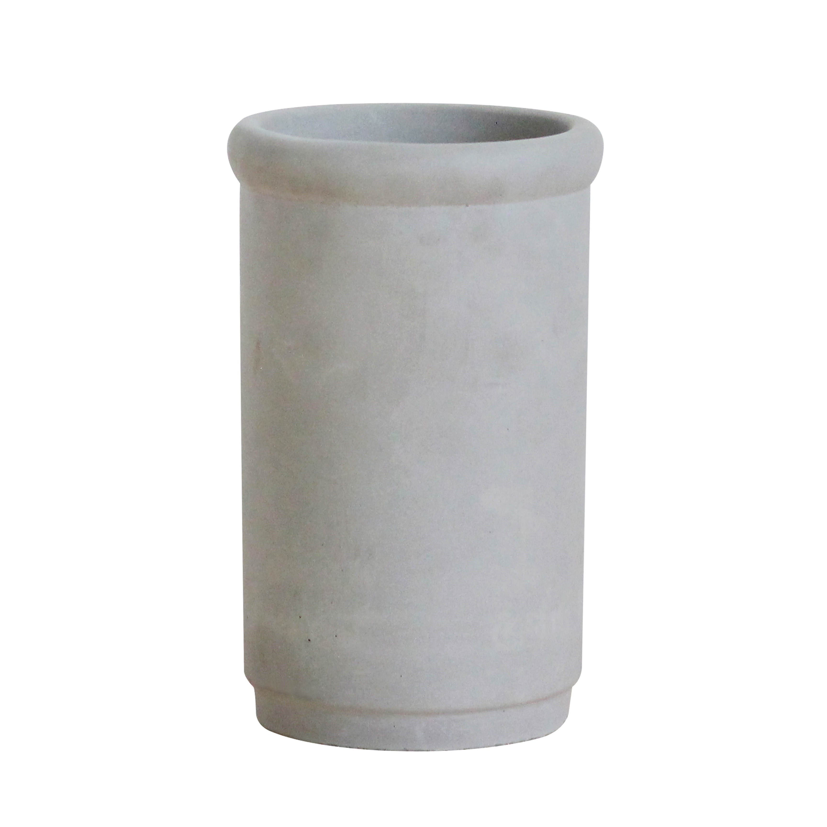 Provence Ceramic Cement Utensil Holder - 18cm tall - Kitchen or Bathroom Holder for Utensils or Cutlery - Natural Grey