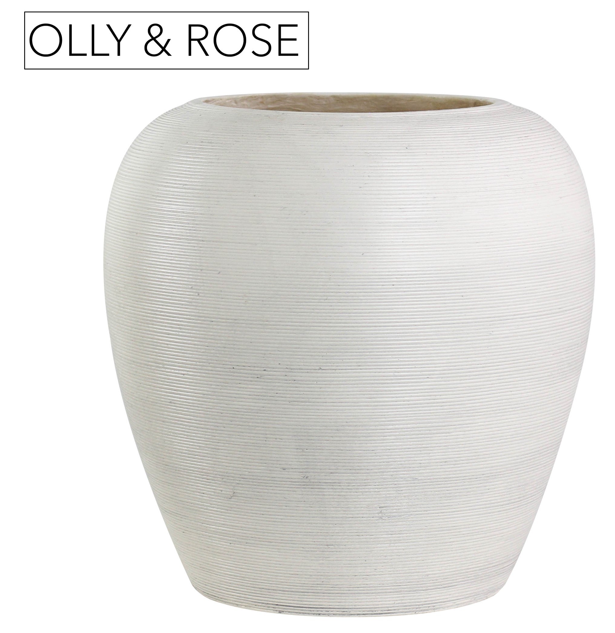 Olly & Rose Extra Large Indoor and Outdoor Planter - Aged White Vase Planter - 39cm XL