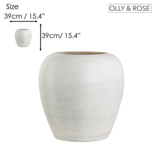 Olly & Rose Extra Large Indoor and Outdoor Planter - Aged White Vase Planter - 39cm XL