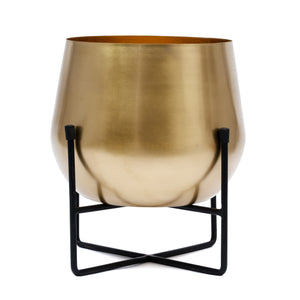 Marrakesh XL Gold Plant Stand with Plant Pot 28cm 11 Inch - Metal Plant Pots