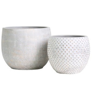 Bali Designer Ceramic Plant Pots - Set 2 - Cream & Gold