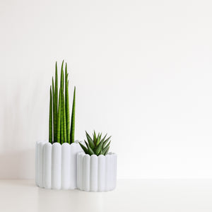 Ios Vertical Striped Plant Pot Set - White Textured