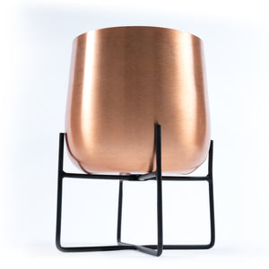 Marrakesh Copper Plant Stand with Plant Pot - Metal Plant Pots Indoor Planter Large