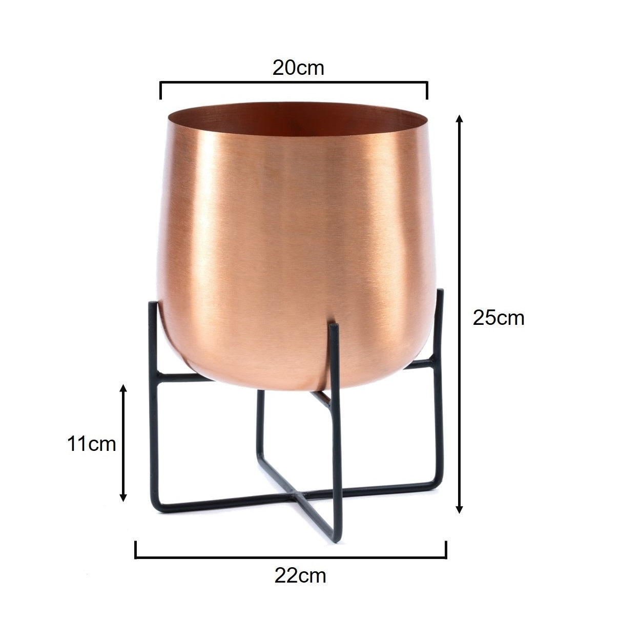 Marrakesh Copper Plant Stand with Plant Pot - Metal Plant Pots Indoor Planter Large