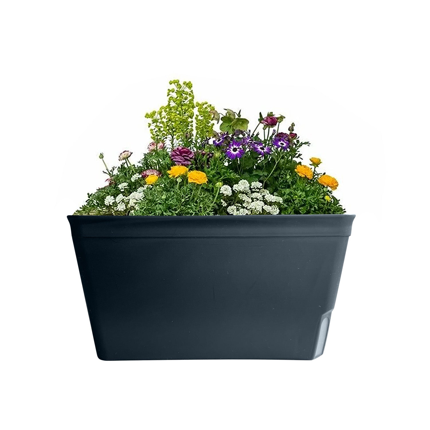 Lazy Planters - San Marino Matt Black Planter Selfwatering Plastic (rectangle) - Set 3