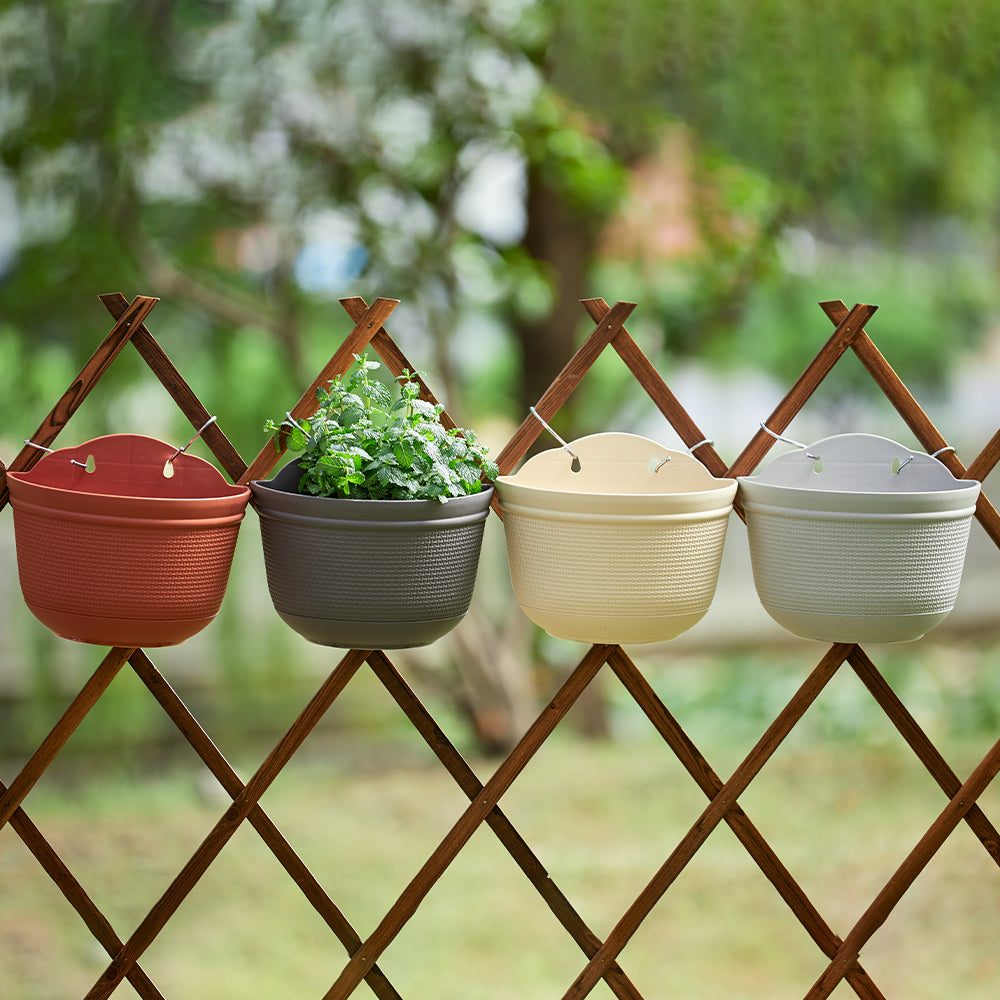 San Marino Hanging Plant Pots Fence and Balcony 2x 26cm Ivory