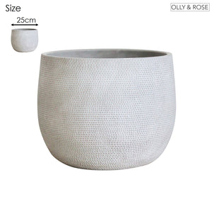 Barcelona Ceramic White Grey Plant Pot - Large - 25cm