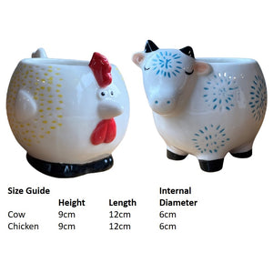 Chicken & Cow - Plant Pots - Set 2