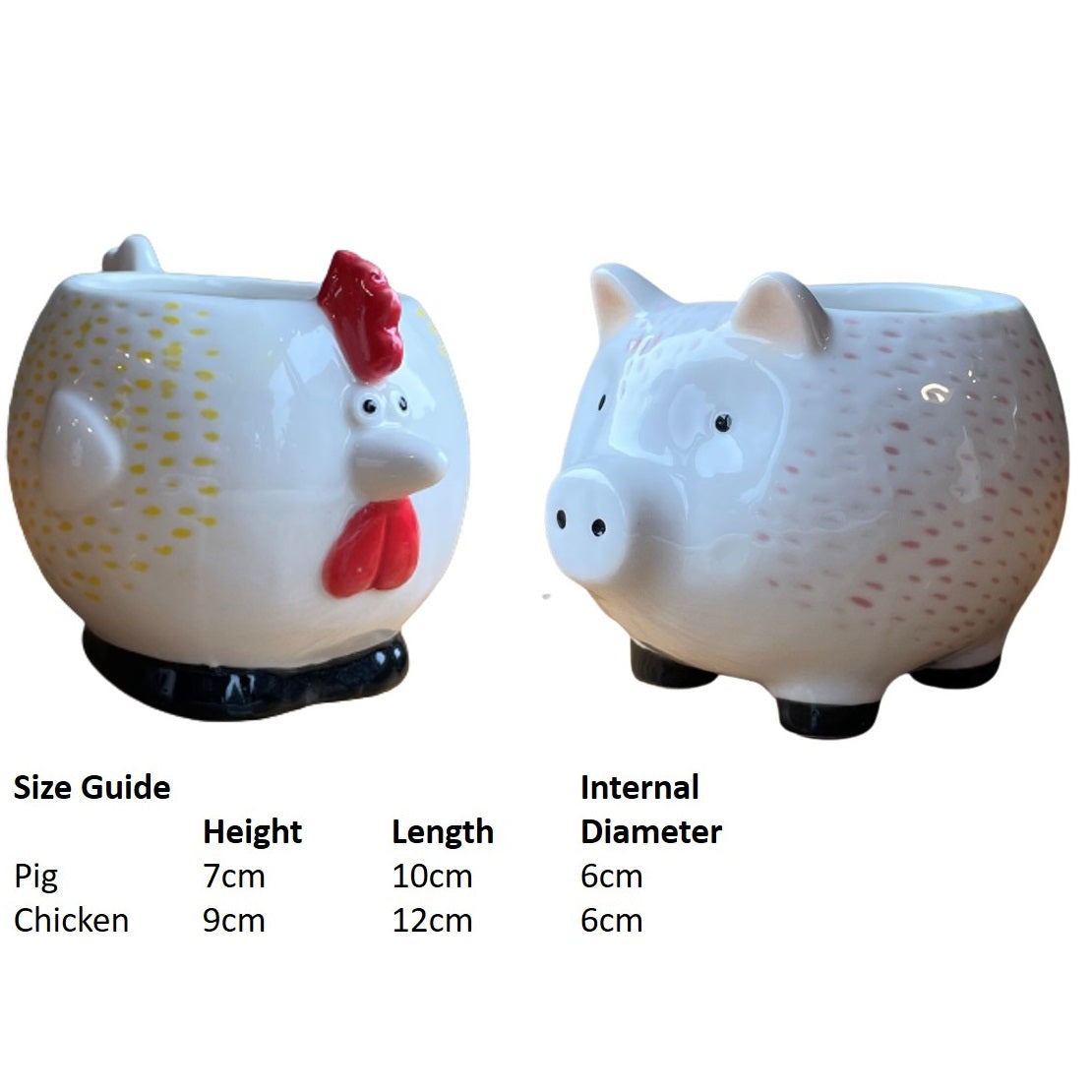 Chicken & Pig - Plant Pots - Set 2