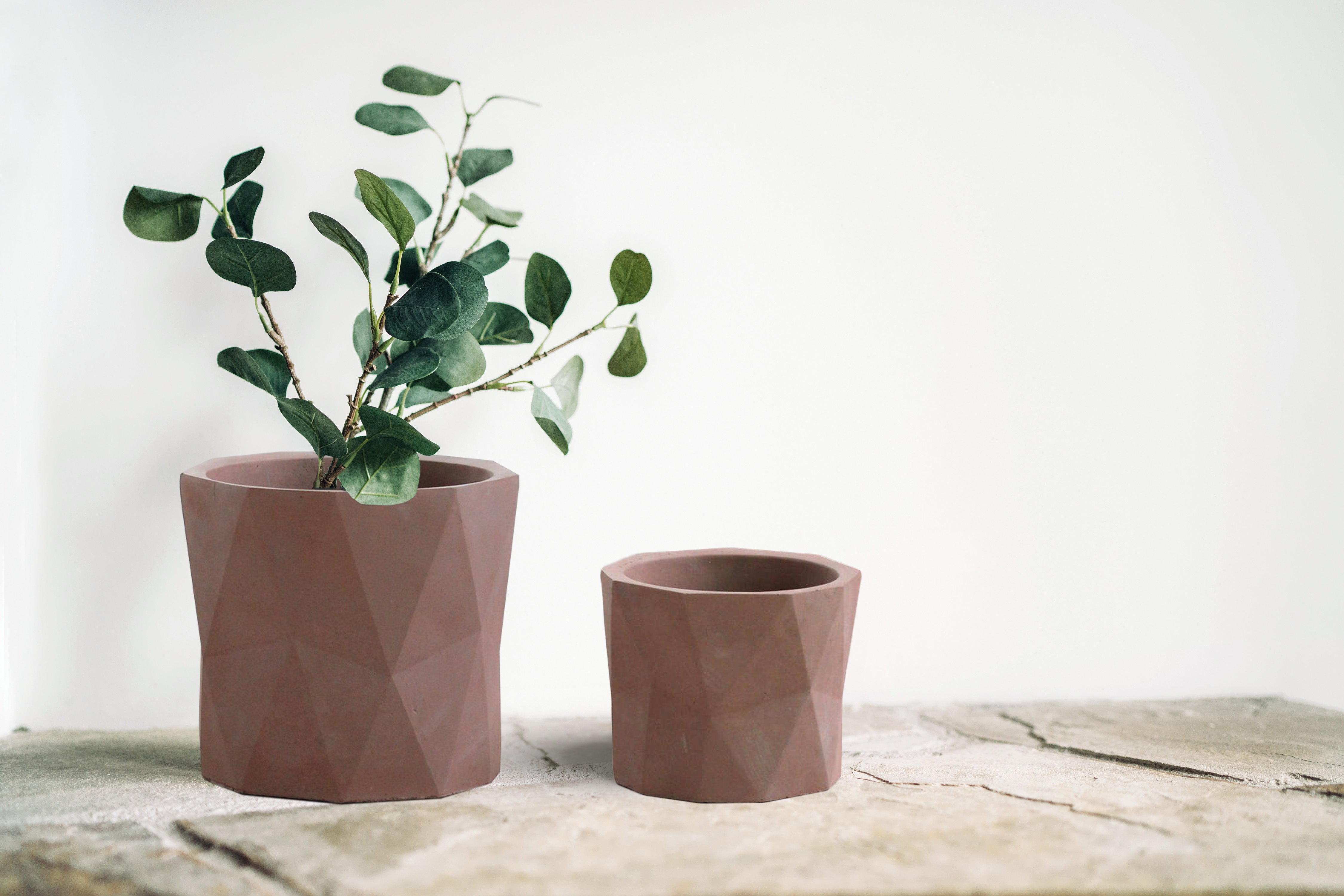 Geometric Plant Pots - Earth Pink Ceramic - Set 2