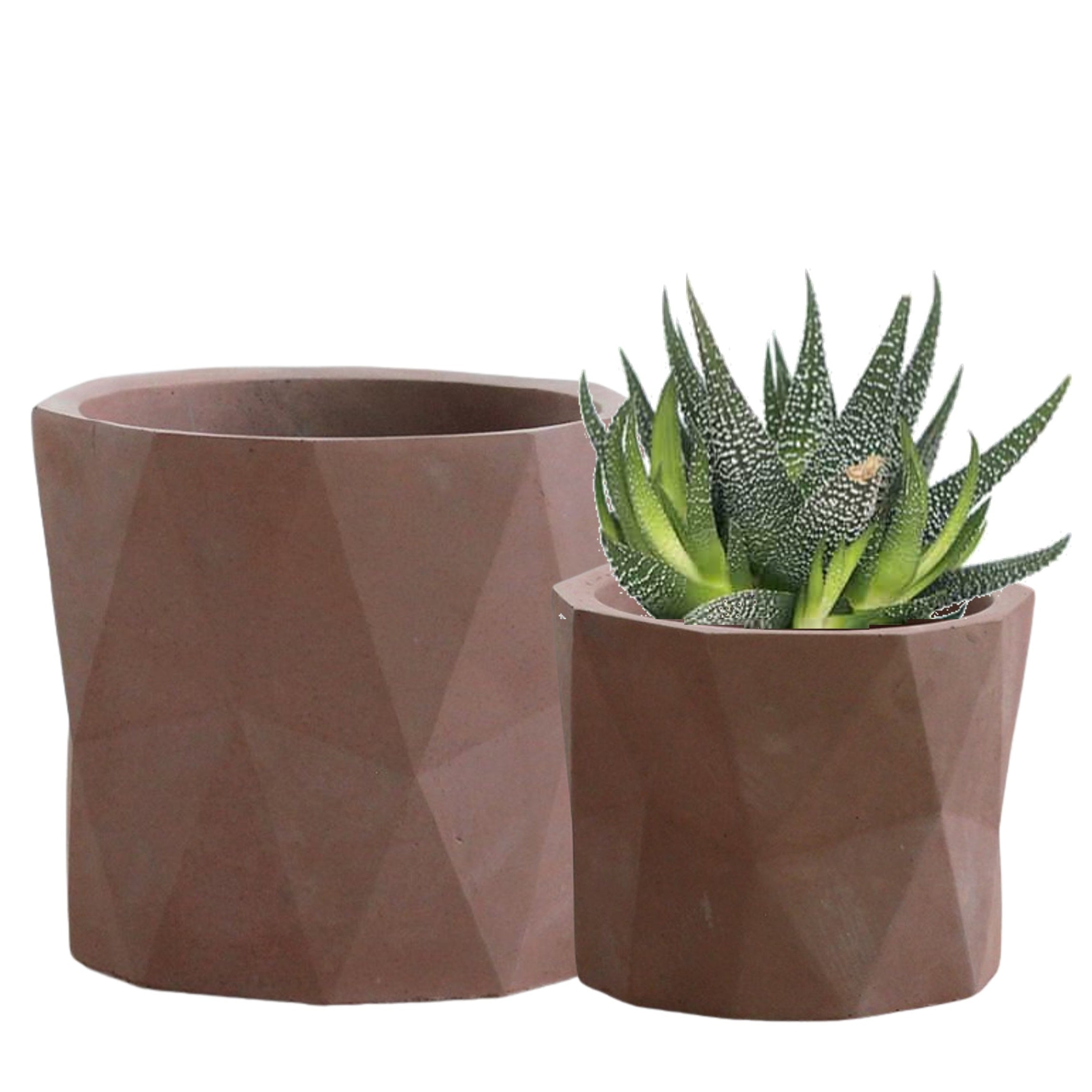 Geometric Plant Pots - Earth Pink Ceramic - Set 2