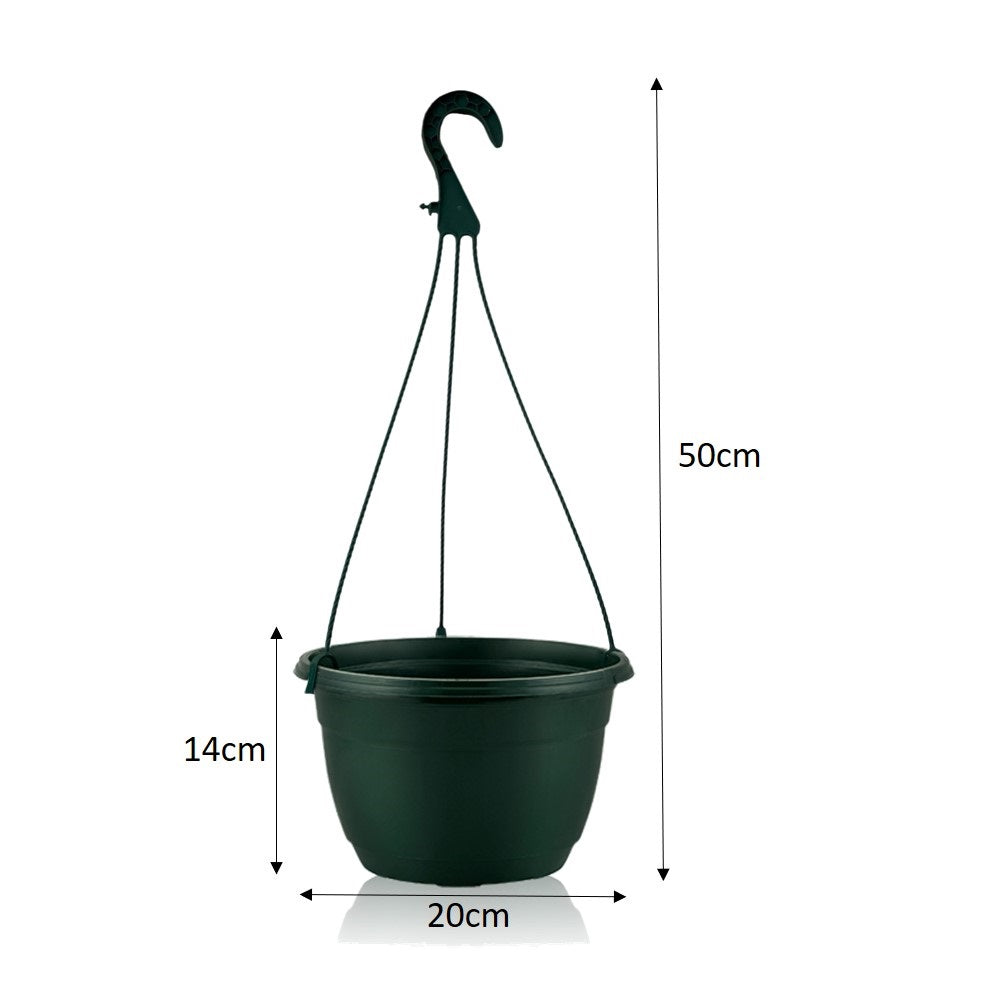 20cm Hanging Plant Pots - Dark Green - Set 3