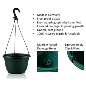 20cm Hanging Plant Pots - Dark Green - Set 3