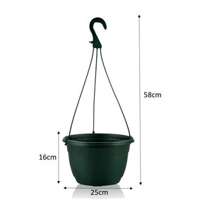 25cm Hanging Plant Pots - Dark Green - Set 5