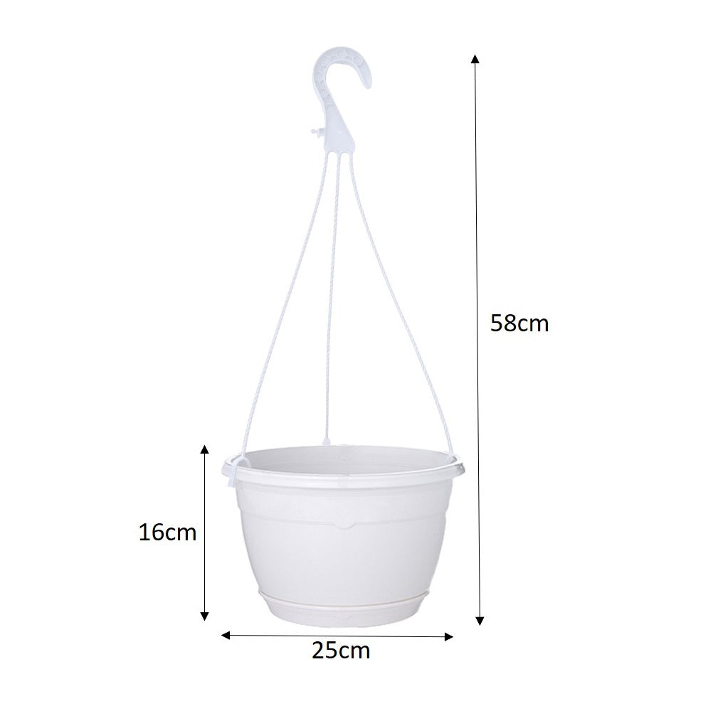 25cm Hanging Plant Pots - White - Set 3