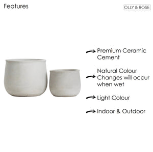 Mykonos Natural Curved Ceramic Plant Pots - Set 2