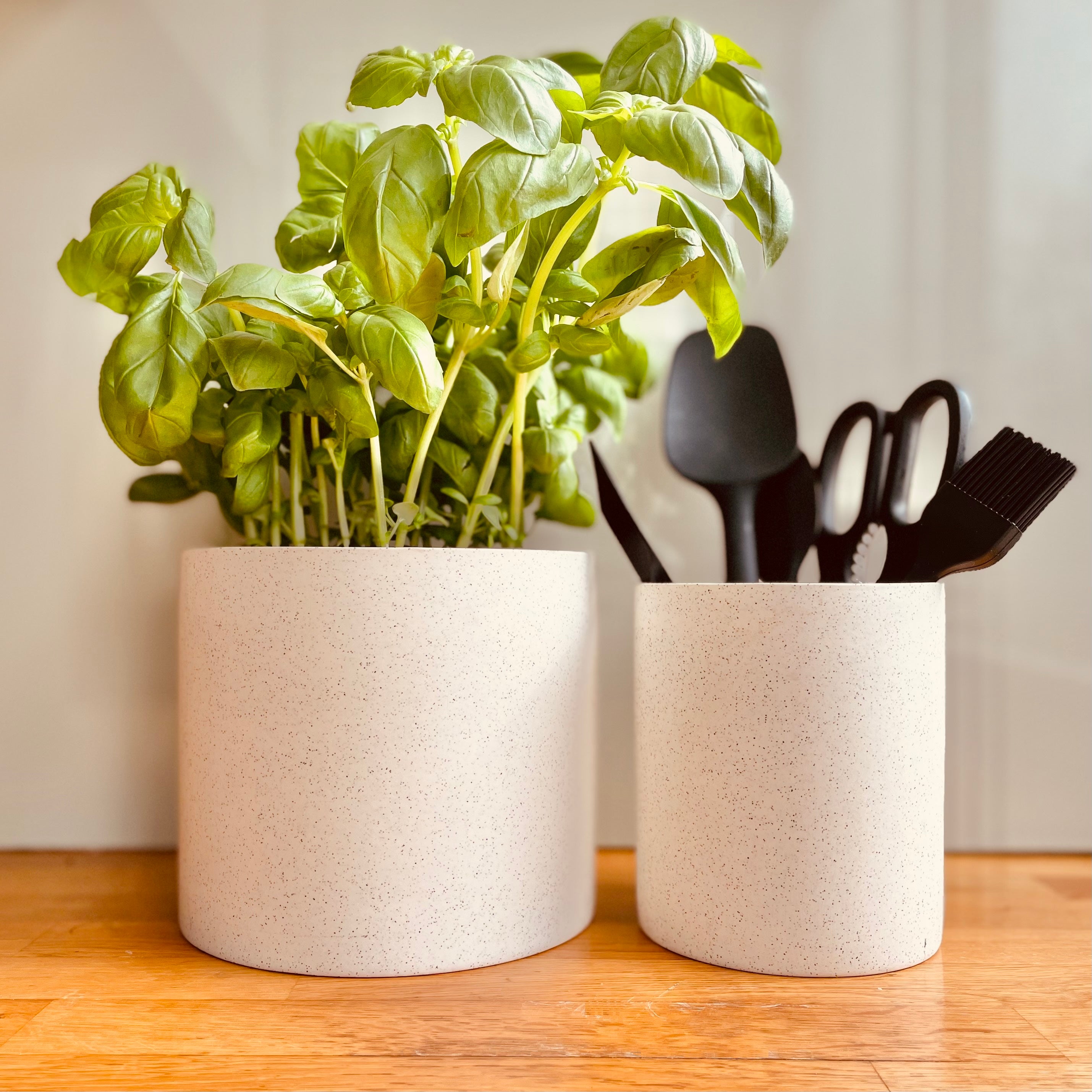 Speckled White Clay Plant Pots - Set 2