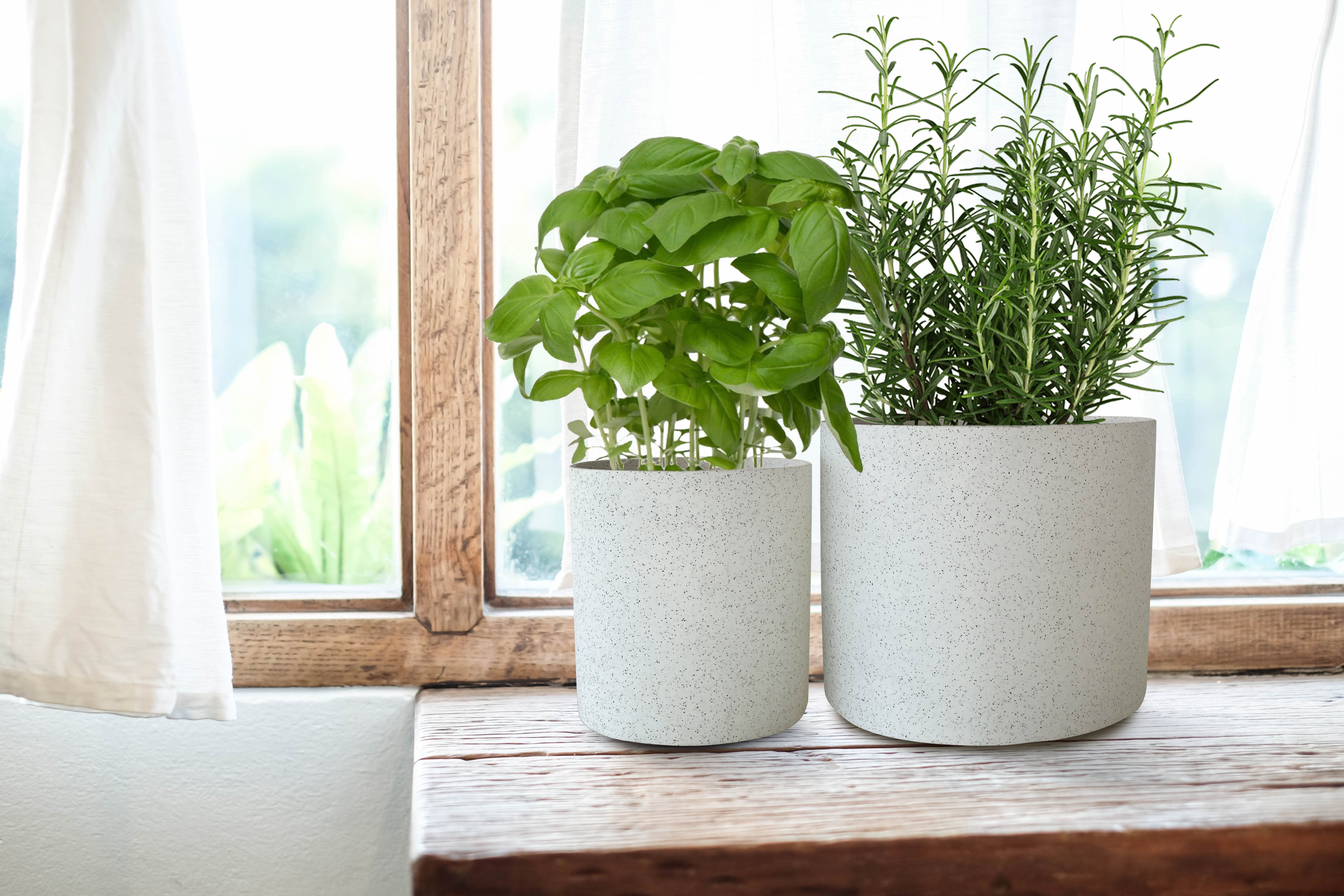 Speckled White Clay Plant Pots - Set 2