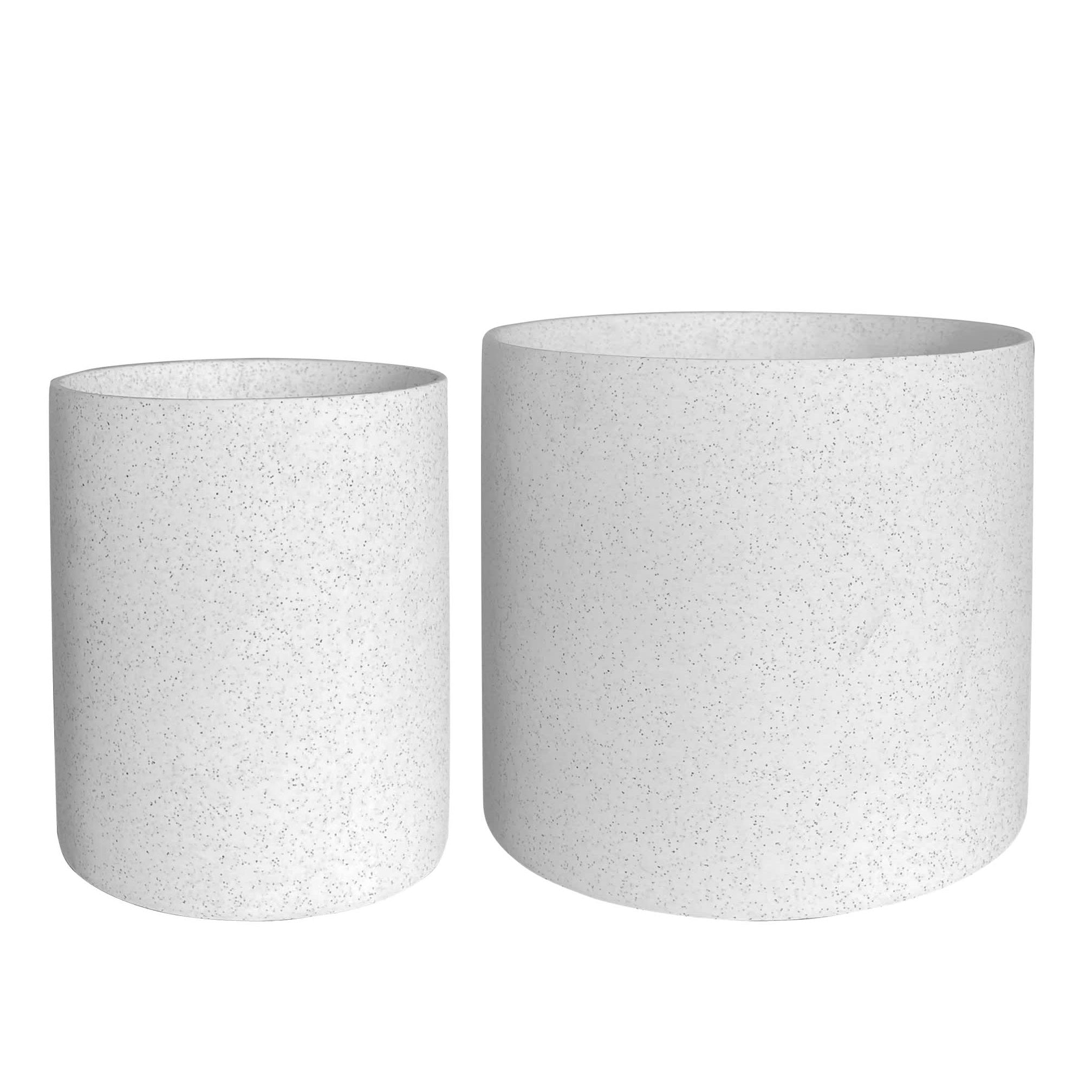 Speckled White Clay Plant Pots - Set 2