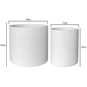 Speckled White Clay Plant Pots - Set 2