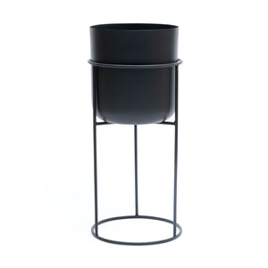 Marrakesh Tall Black Plant Stand with Plant Pot - Metal Plant Pots Indoor Planter Large