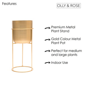 rose gold plant pot stand Marrakesh Tall Gold Plant Stand with Plant Pot